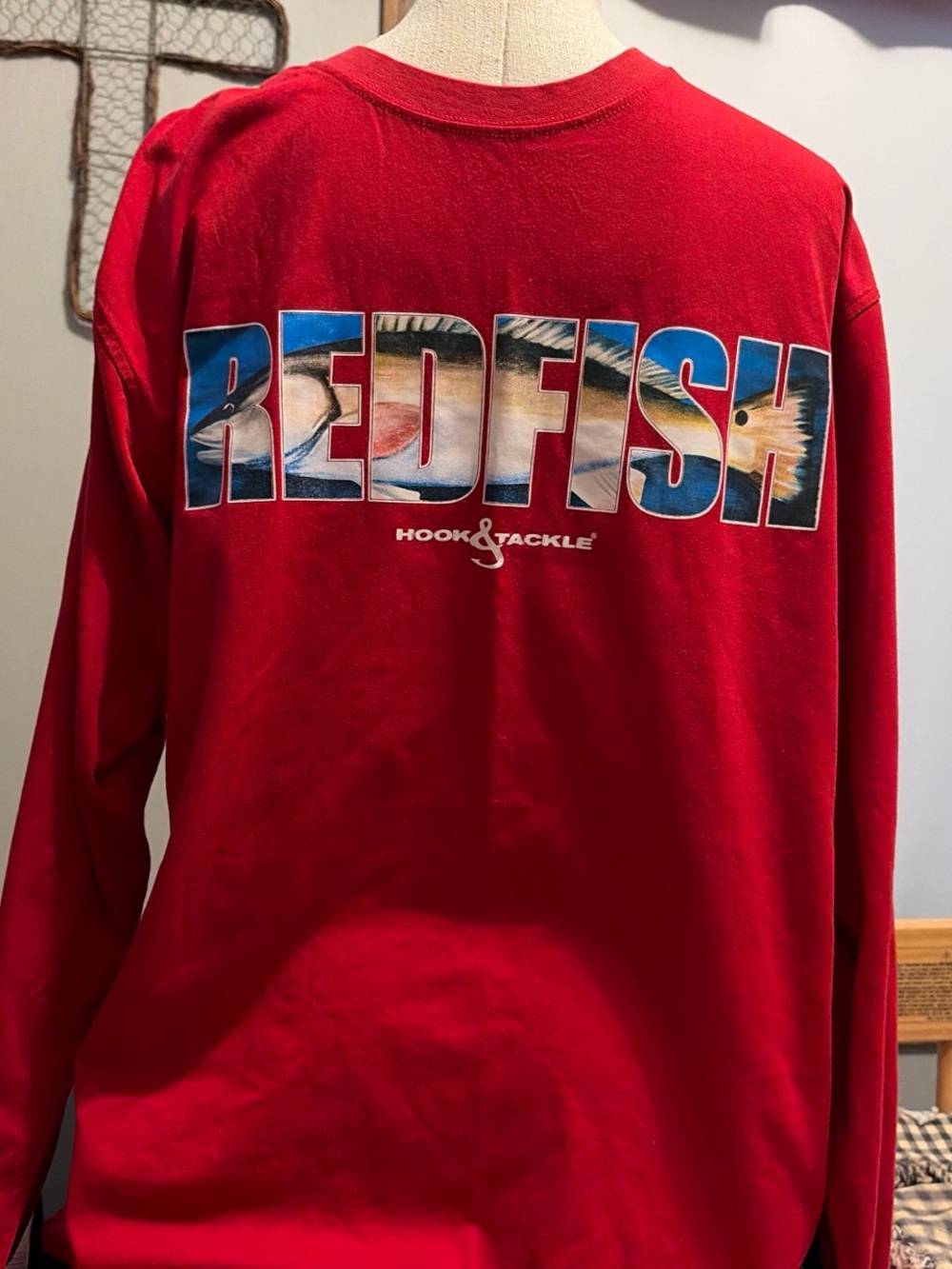 Hook & Tackle Red 'Redfish' Long Sleeve Tee